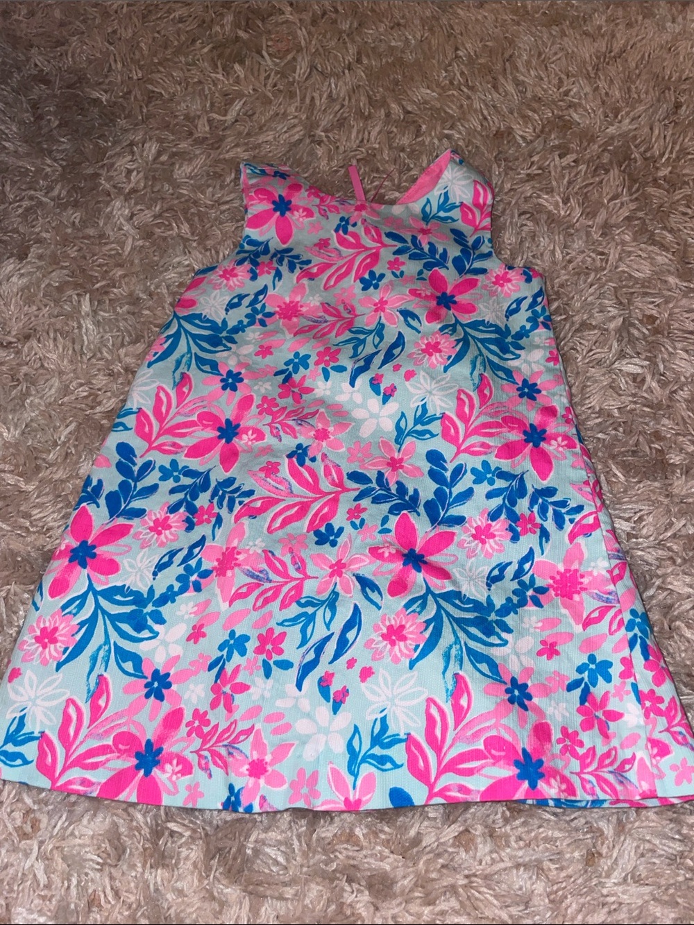 Girls' Pink & Blue Floral Summer Dress